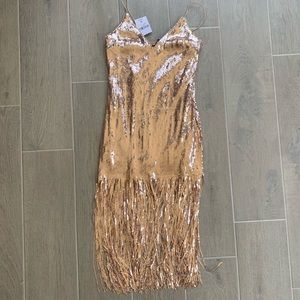 NWT Rose Gold Sequin Flapper Style Dress